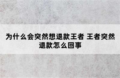 为什么会突然想退款王者 王者突然退款怎么回事